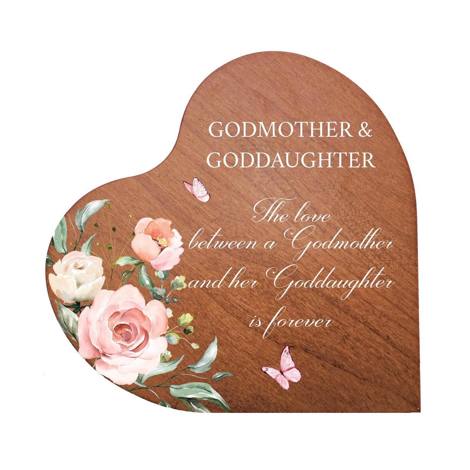 Baptism Heart Shaped Tabletop Signs Gift for Godmother and Goddaughter