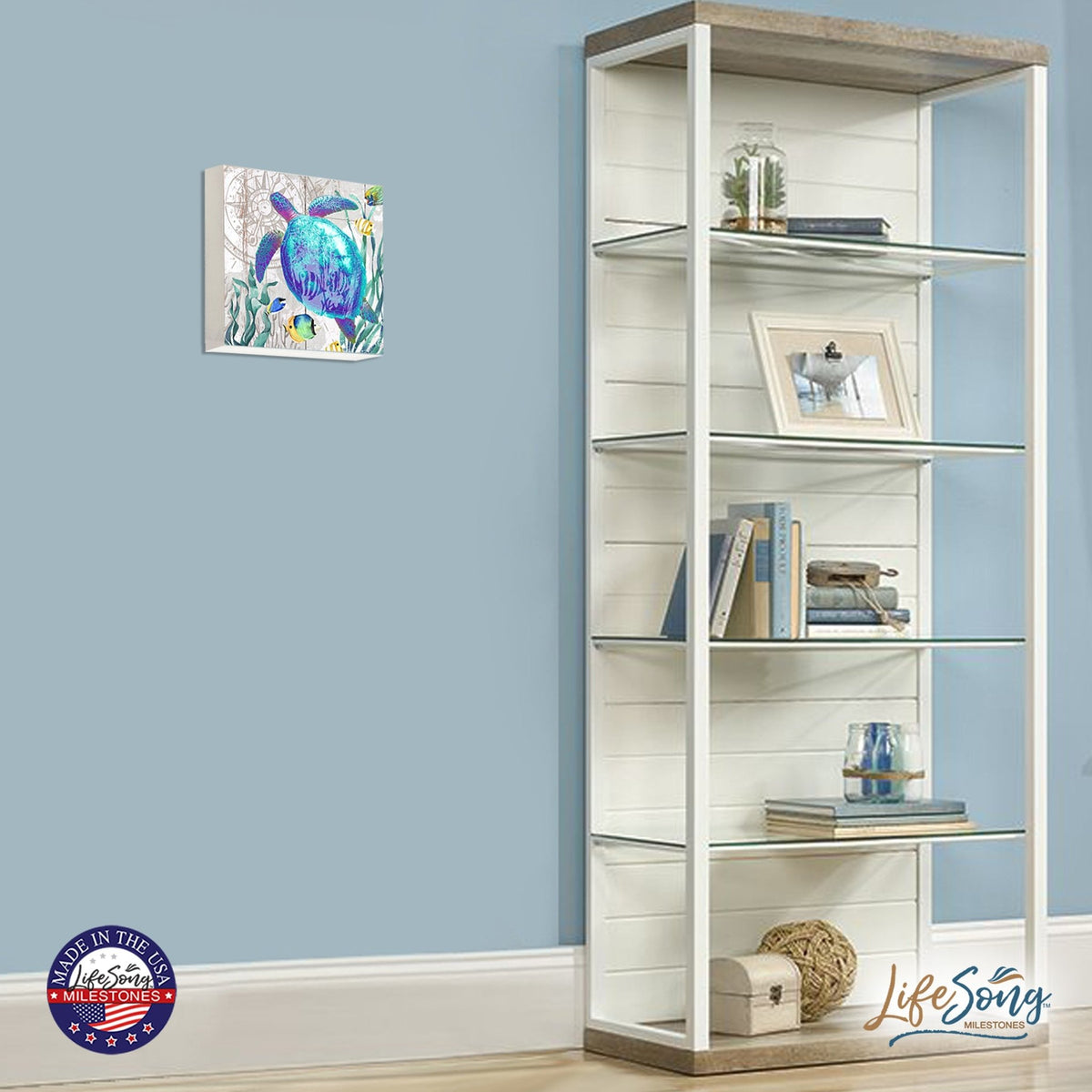 Modern Decorative Turtle Art Canvas Shadow Box - 10x10 - LifeSong Milestones