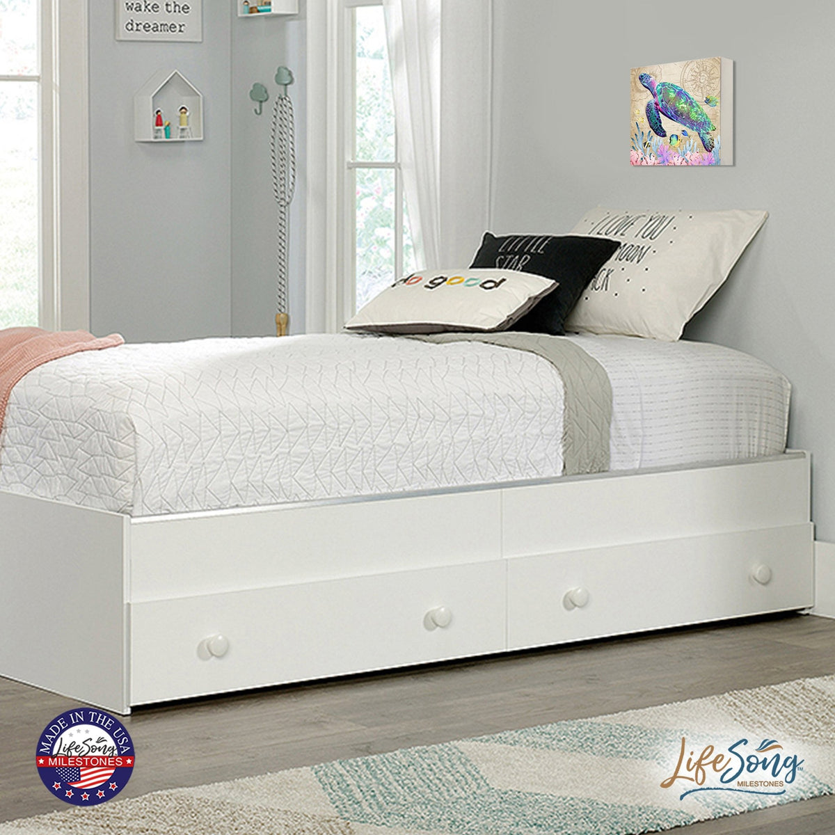 Modern Decorative Turtle Art Canvas Shadow Box - 10x10 - LifeSong Milestones