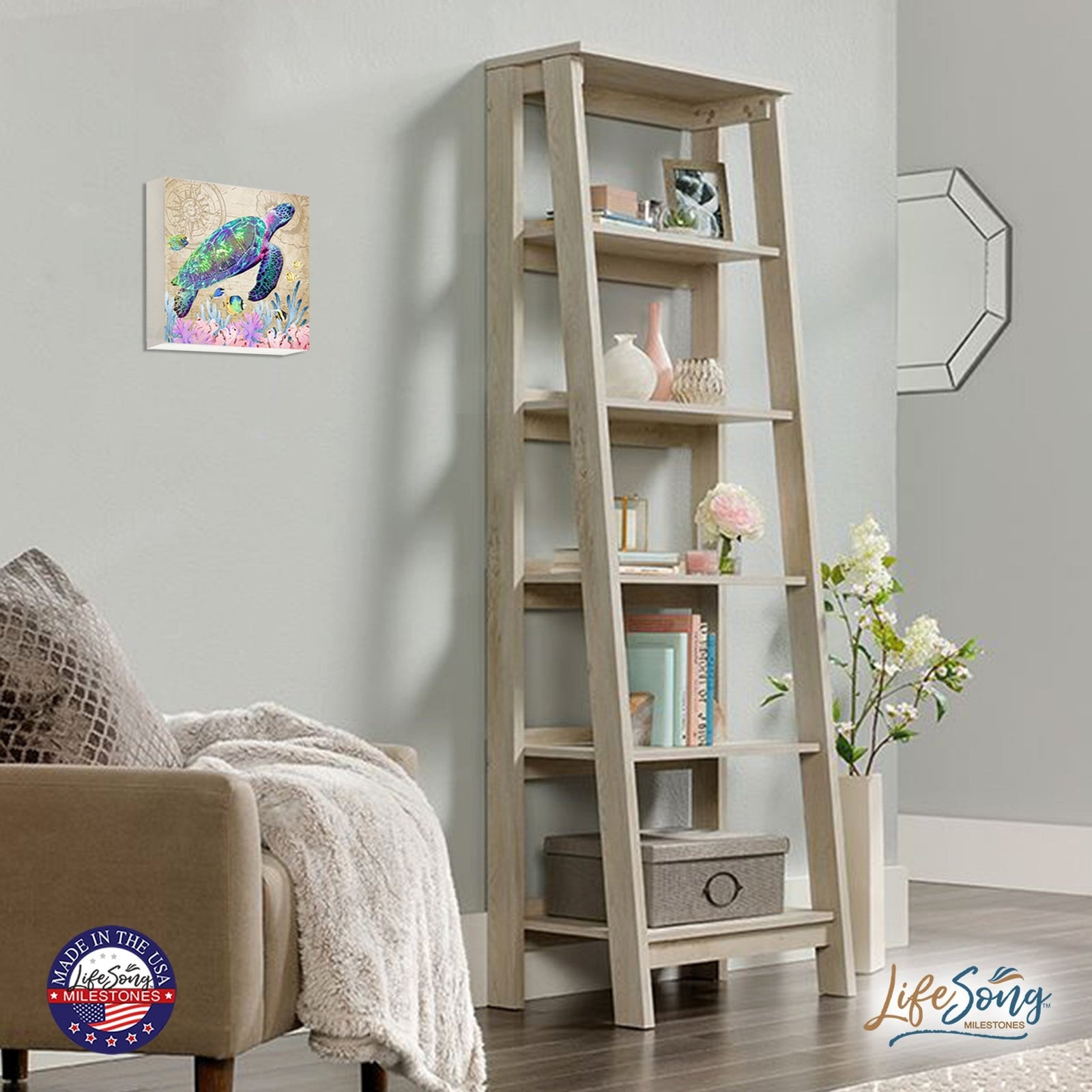 Modern Decorative Turtle Art Canvas Shadow Box - 10x10 - LifeSong Milestones