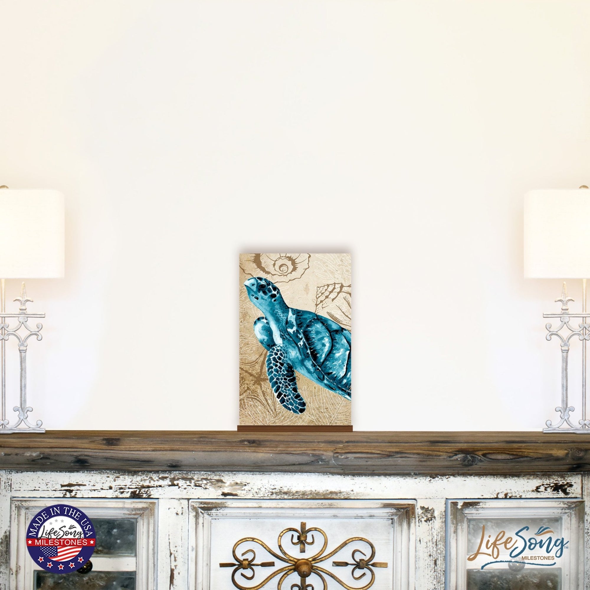 Modern Decorative Turtle Art Canvas Wall Sign with Base - 8x12 - LifeSong Milestones