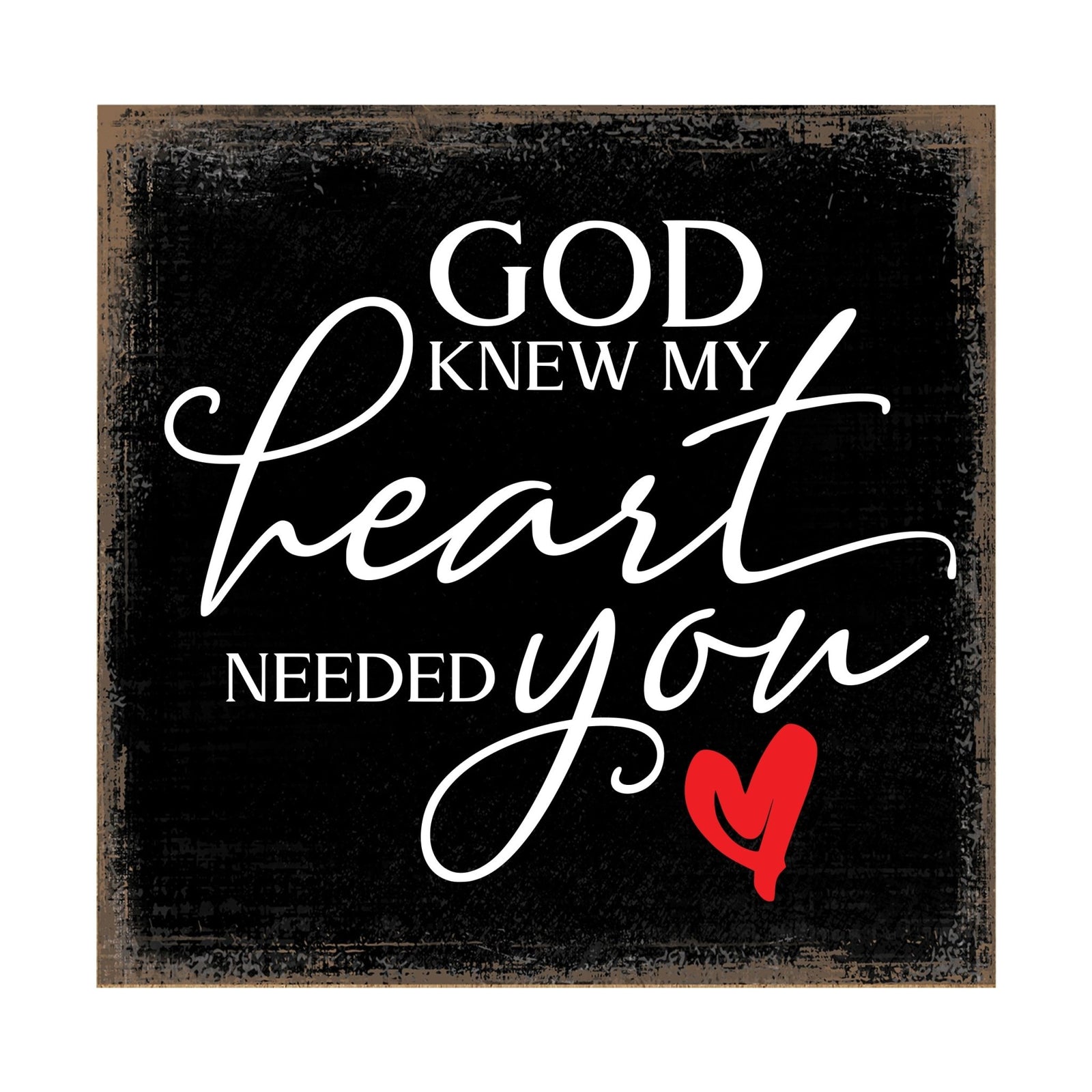 Modern EVERYDAY 6x6in Block shelf decor (God Knew My Heart) Inspirational Plaque and Tabletop Family Home Decoration - LifeSong Milestones