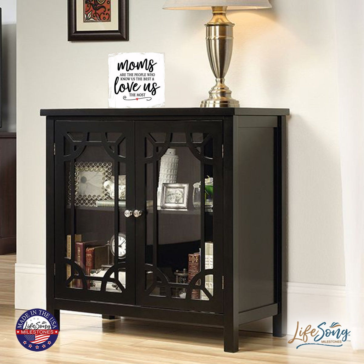 Modern EVERYDAY 6x6in Block shelf decor (Mom Are The People) Inspirational Plaque and Tabletop Family Home Decoration - LifeSong Milestones