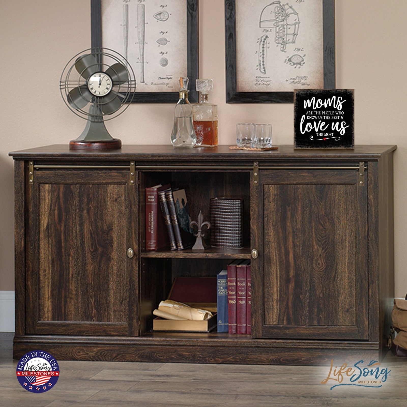 Modern EVERYDAY 6x6in Block shelf decor (Mom Are The People) Inspirational Plaque and Tabletop Family Home Decoration - LifeSong Milestones