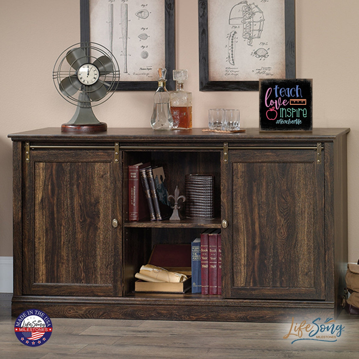 Modern EVERYDAY 6x6in Block shelf decor (Only The Best Moms) Inspirational Plaque and Tabletop Family Home Decoration - LifeSong Milestones