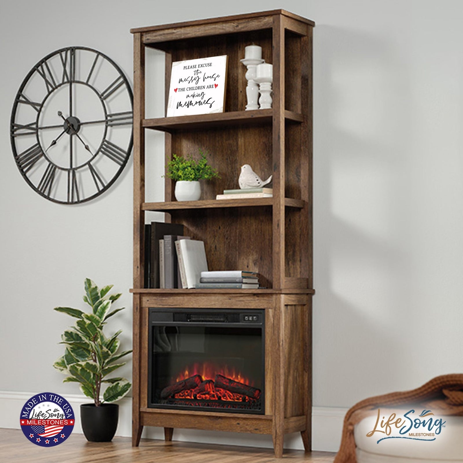 Modern EVERYDAY 6x6in Block shelf decor (Please Excuse The Messy House) Inspirational Plaque and Tabletop Family Home Decoration - LifeSong Milestones