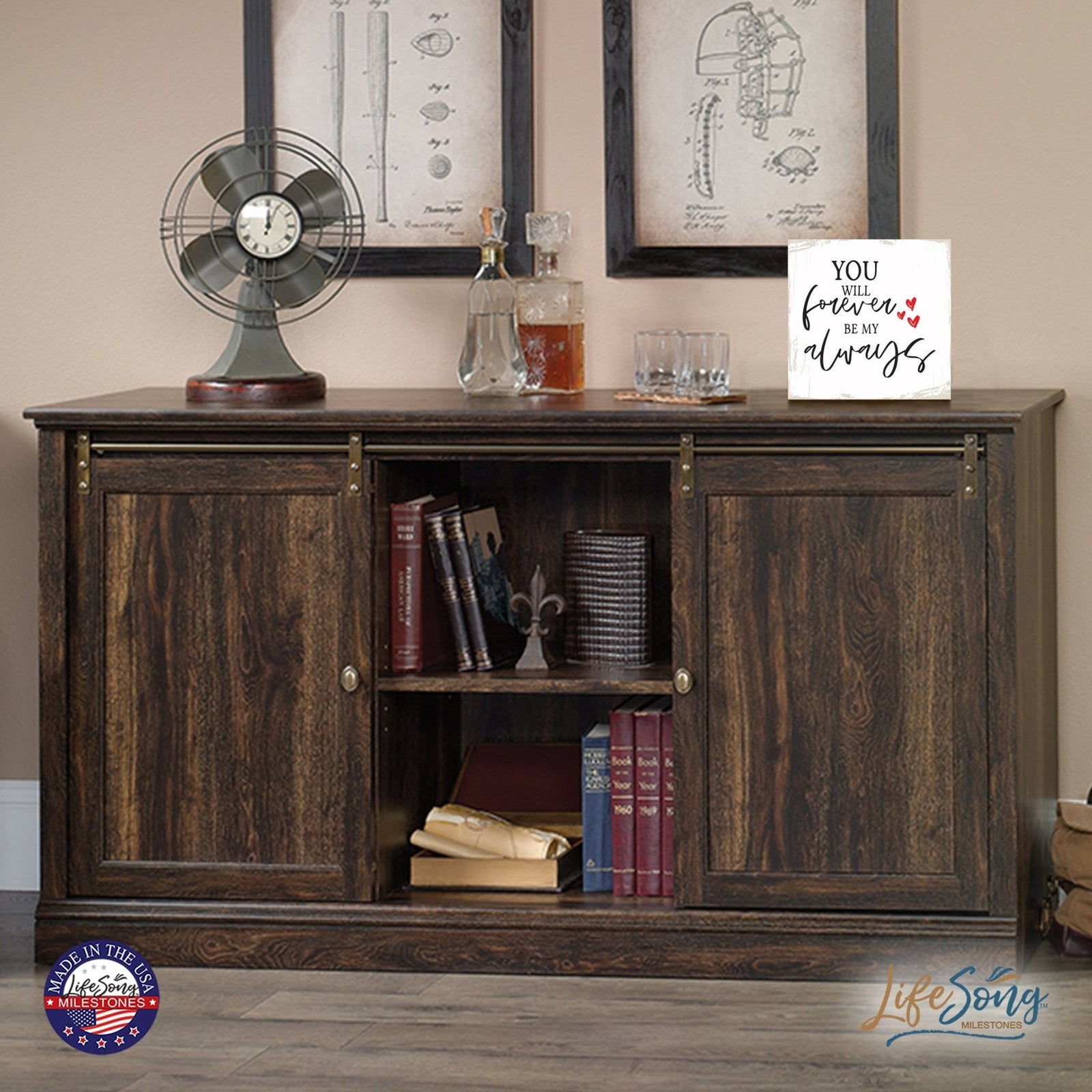 Modern EVERYDAY 6x6in Block shelf decor (You Will Forever Be My Always) Inspirational Plaque and Tabletop Family Home Decoration - LifeSong Milestones