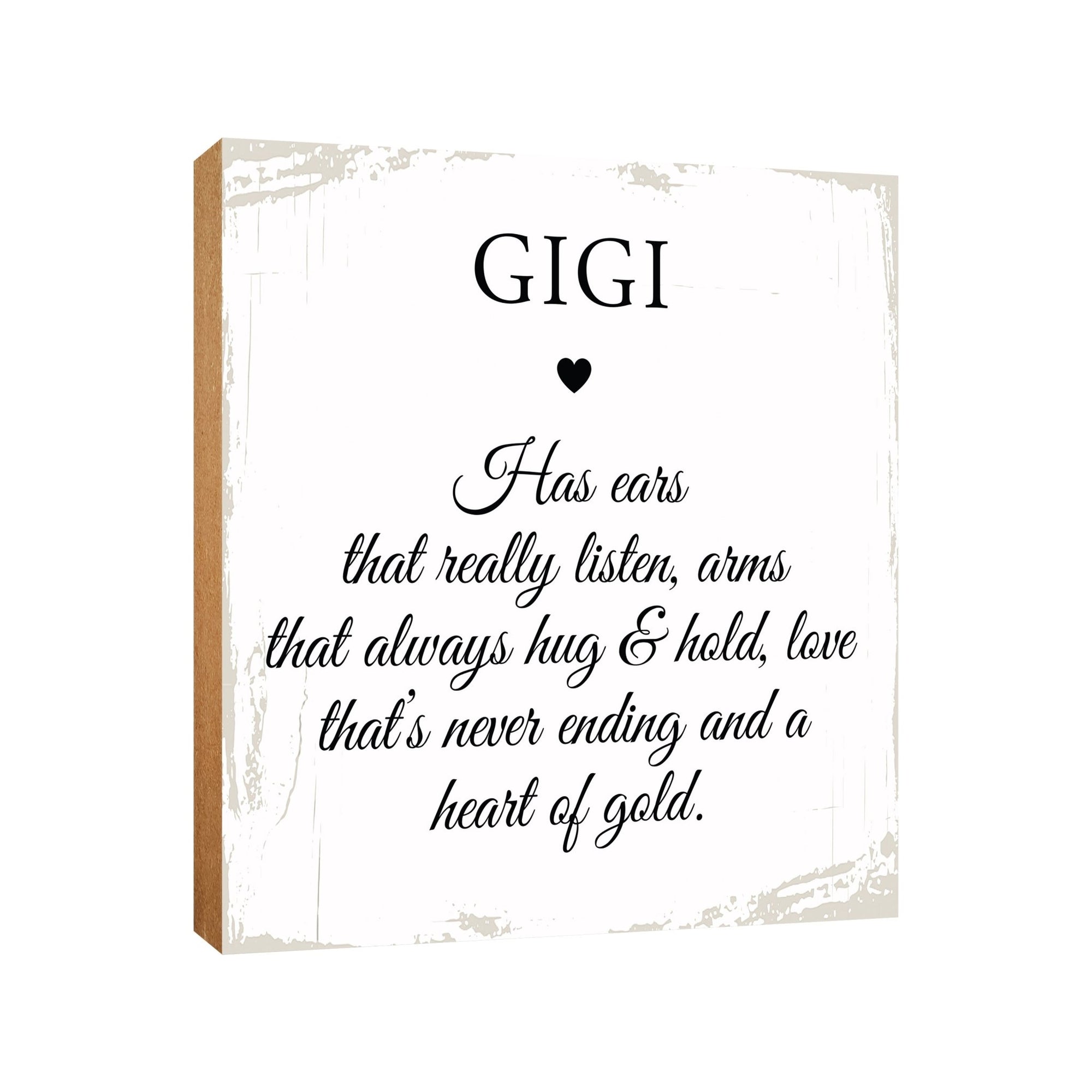 Modern FAMILY 6x6 Block shelf decor (Gigi Has Ears That Really) Inspirational Plaque and Tabletop Family Home Decoration - LifeSong Milestones