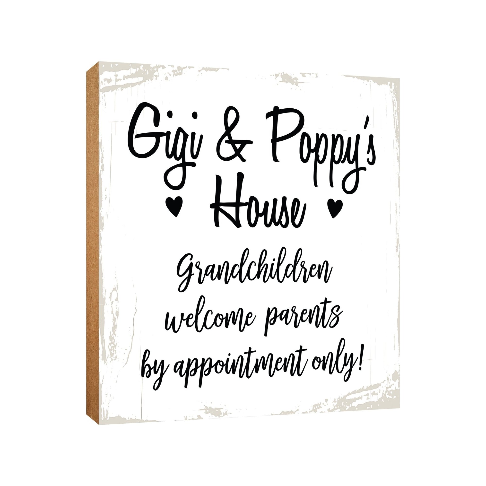 Modern FAMILY 6x6 Block shelf decor (Gigi & Poppy Welcome) Inspirational Plaque and Tabletop Family Home Decoration - LifeSong Milestones