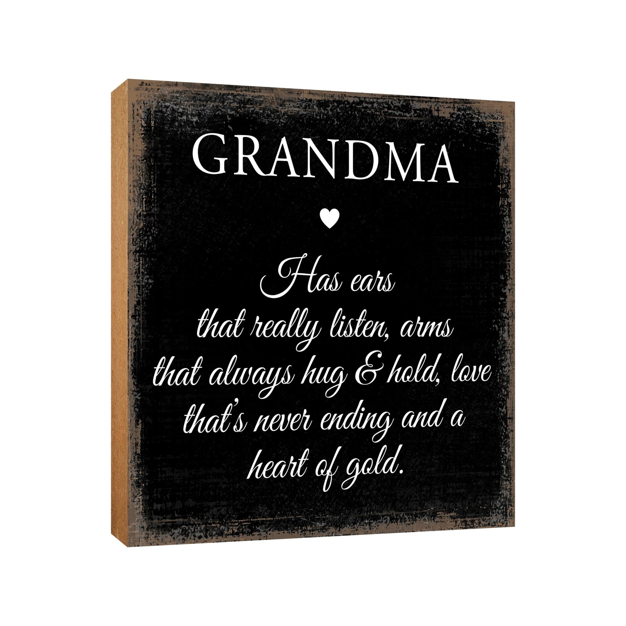 Modern FAMILY 6x6 Block shelf decor (Grandma Has Ears That Really) Inspirational Plaque and Tabletop Family Home Decoration - LifeSong Milestones