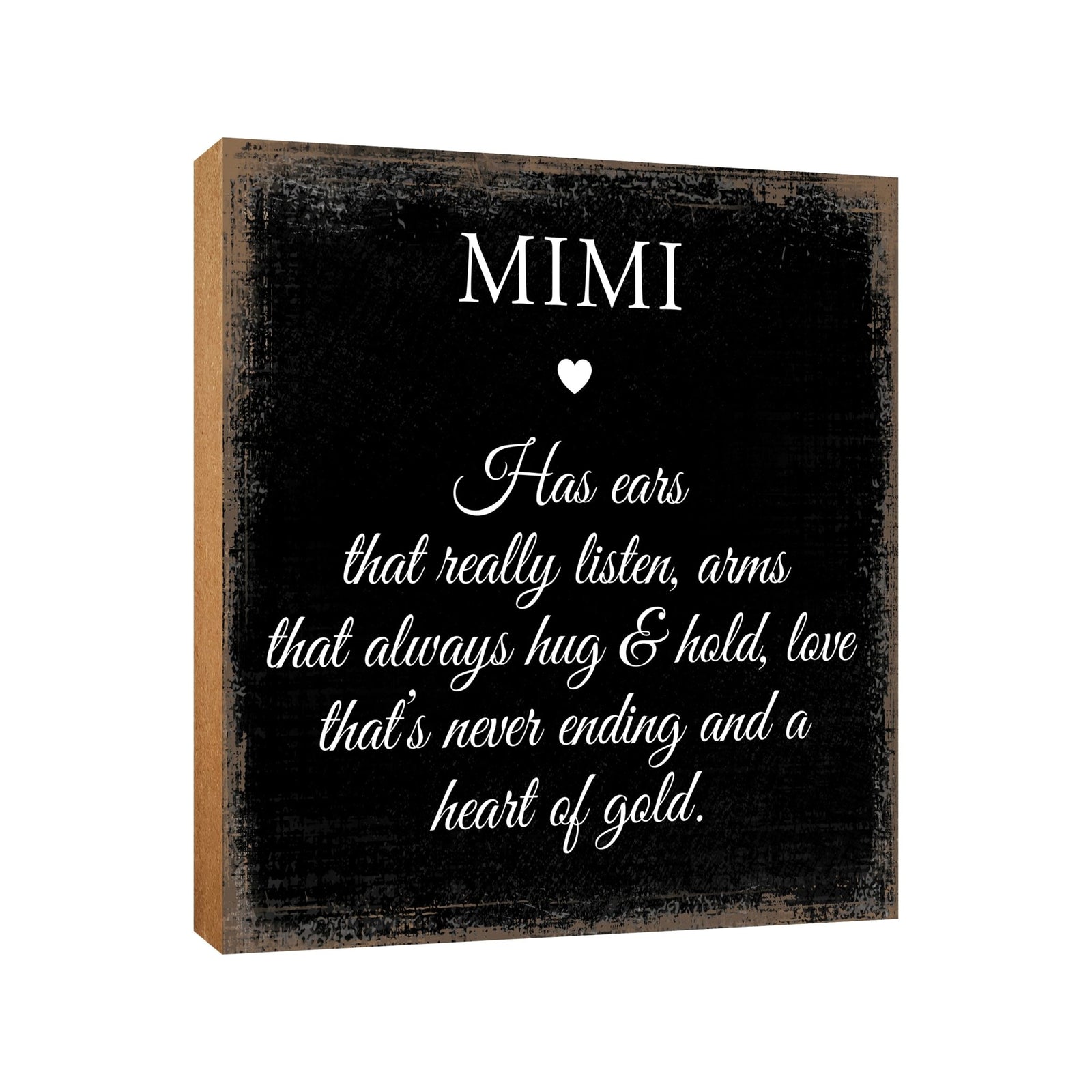 Modern FAMILY 6x6 Block shelf decor (Mimi Has Ears That Really) Inspirational Plaque and Tabletop Family Home Decoration - LifeSong Milestones