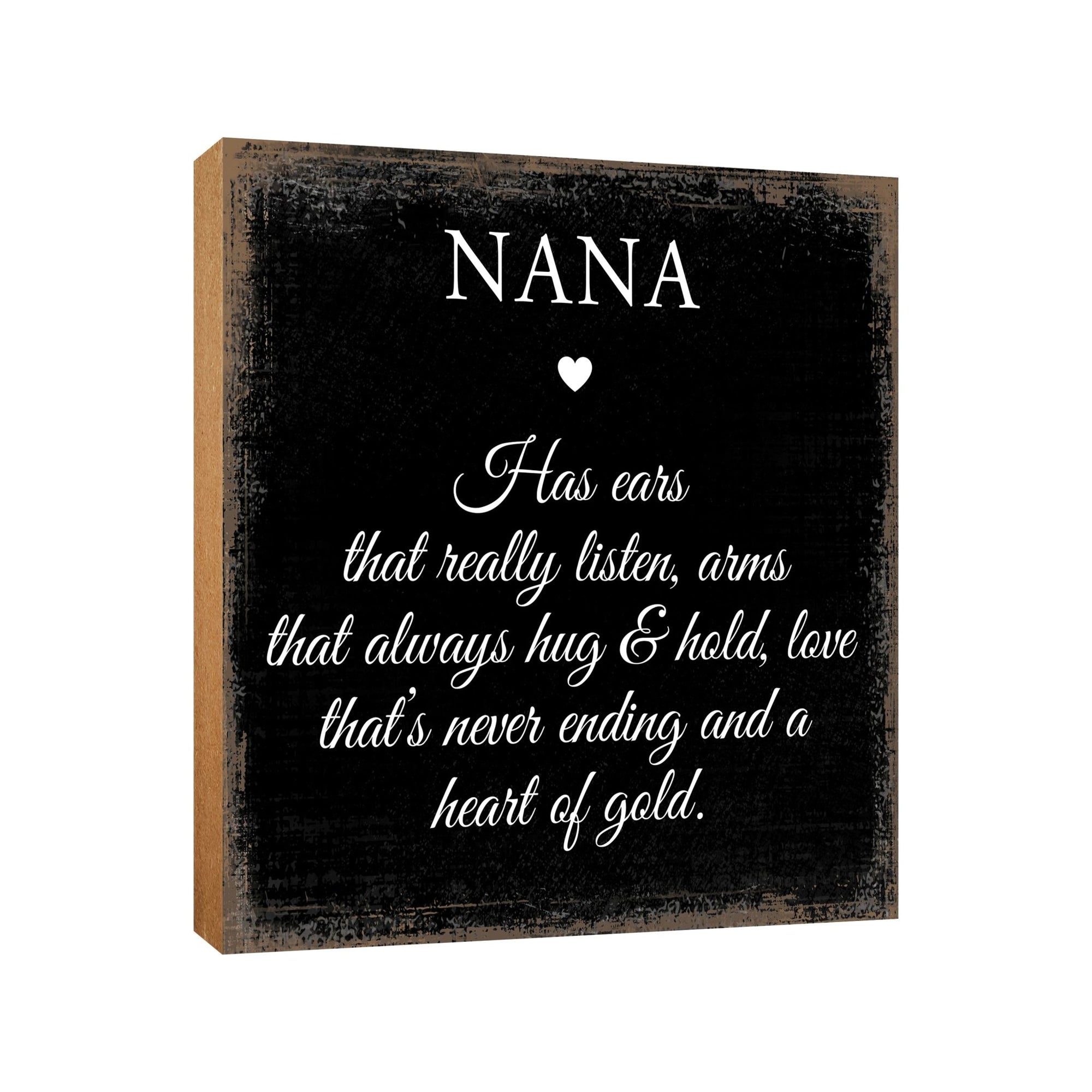 Modern FAMILY 6x6 Block shelf decor (Nana Has Ears That Really) Inspirational Plaque and Tabletop Family Home Decoration - LifeSong Milestones