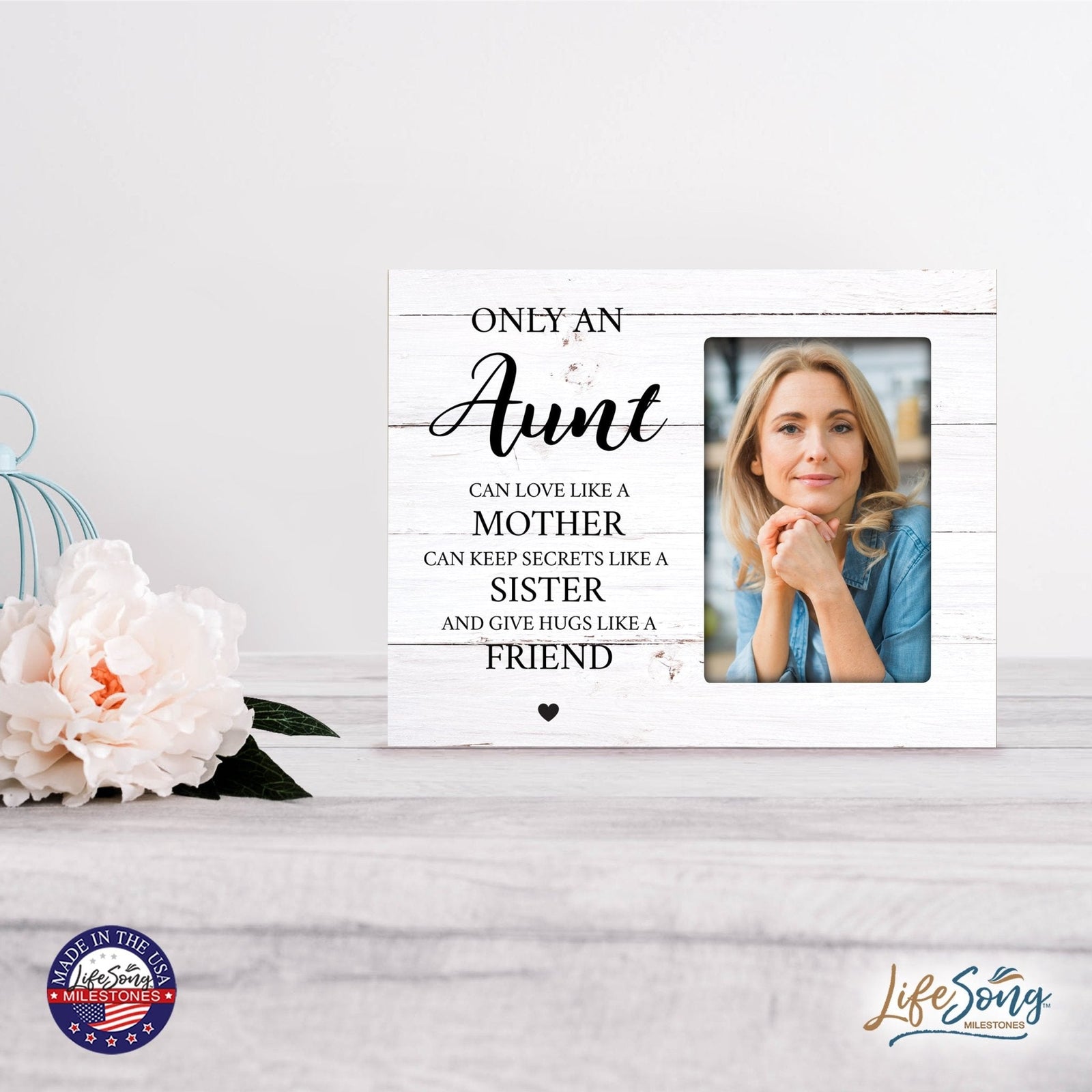 Modern Horizontal 8x10 Wooden Picture Frame Holds 4x6 Photo Home Decoration Gift Idea For A Special Aunt - Only An Aunt Can - LifeSong Milestones