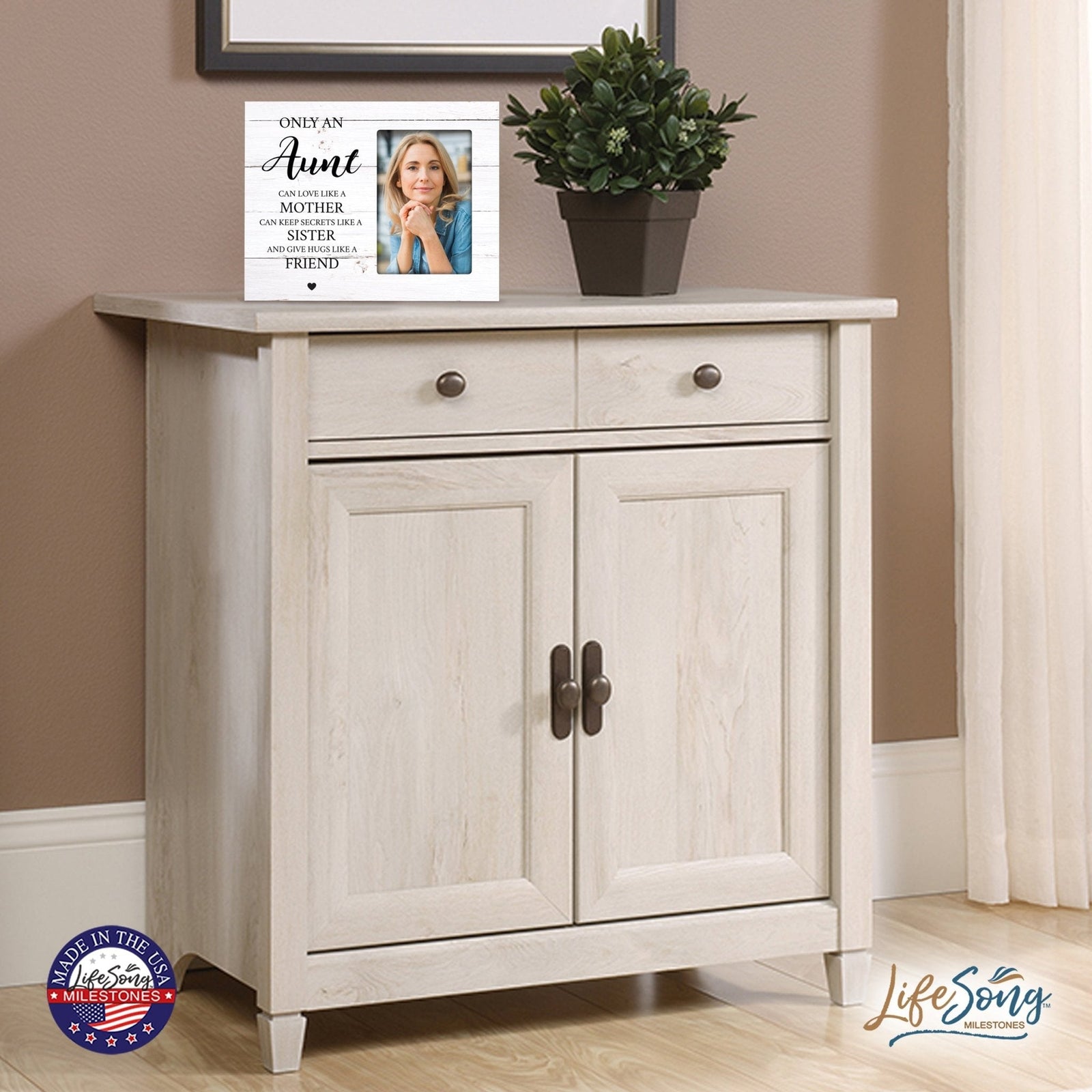 Modern Horizontal 8x10 Wooden Picture Frame Holds 4x6 Photo Home Decoration Gift Idea For A Special Aunt - Only An Aunt Can - LifeSong Milestones