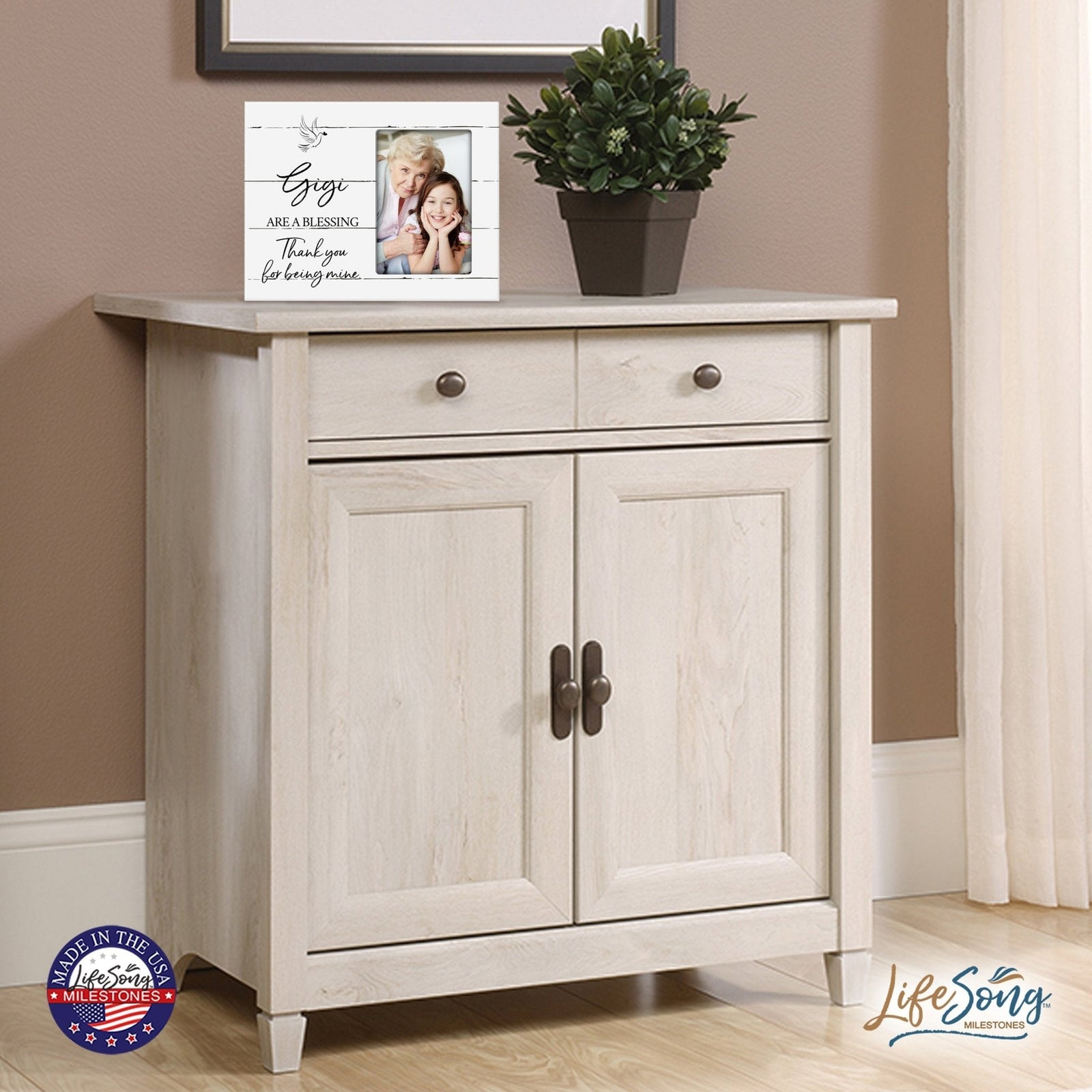 Modern Horizontal 8x10 Wooden Picture Frame Holds 4x6 Photo Home Decoration Gift Idea For Grandmothers - Special Blessing - LifeSong Milestones