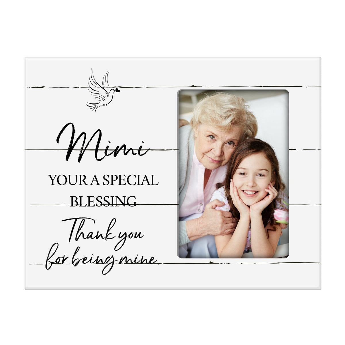 Modern Horizontal 8x10 Wooden Picture Frame Holds 4x6 Photo Home Decoration Gift Idea For Grandmothers - Special Blessing - LifeSong Milestones