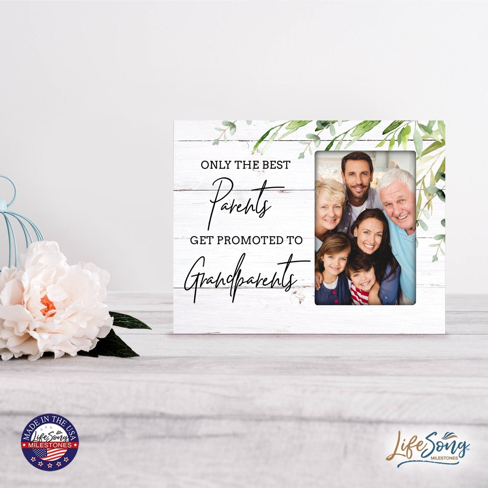 Modern Horizontal 8x10 Wooden Picture Frame Holds 4x6 Photo Home Decoration Gift Idea For Grandparents - LifeSong Milestones