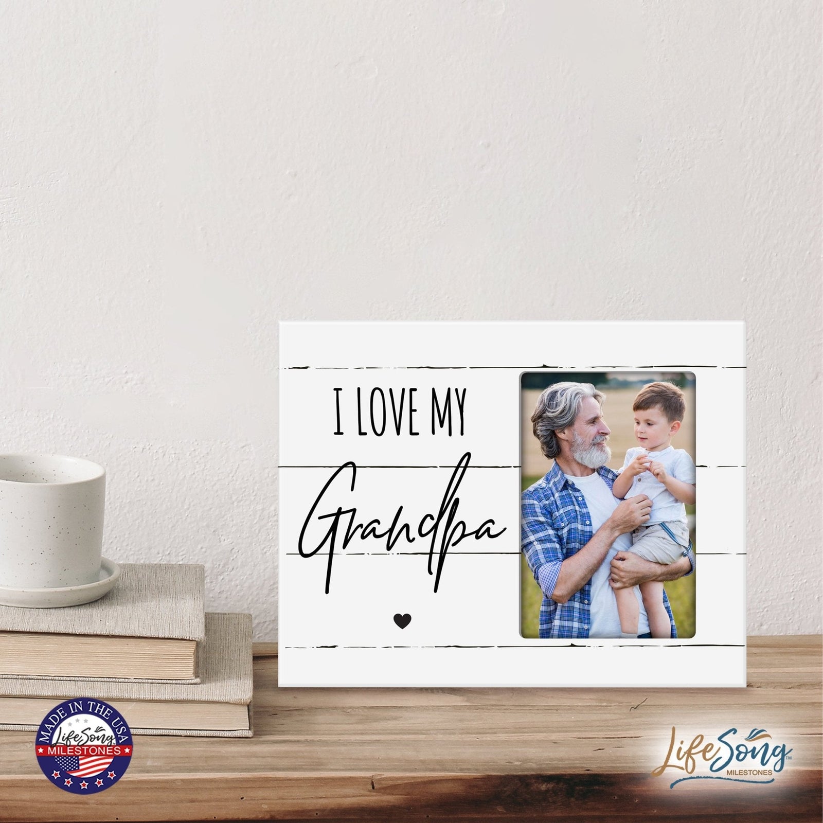 Modern Horizontal 8x10 Wooden Picture Frame Holds 4x6 Photo Home Decoration Gift Idea For Grandparents - LifeSong Milestones