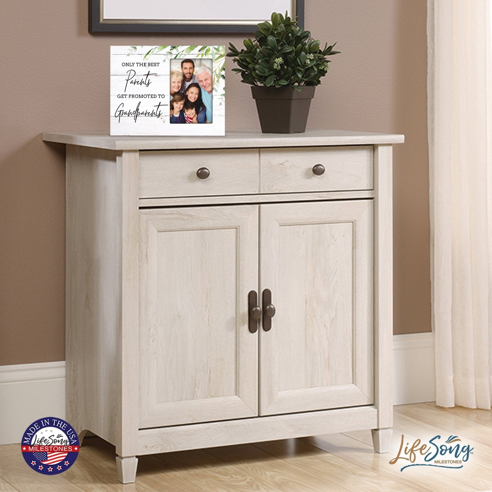 Modern Horizontal 8x10 Wooden Picture Frame Holds 4x6 Photo Home Decoration Gift Idea For Grandparents - LifeSong Milestones