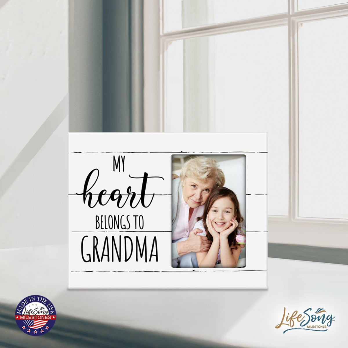 Modern Horizontal 8x10 Wooden Picture Frame Holds 4x6 Photo Home Decoration Gift Idea For Grandparents - LifeSong Milestones