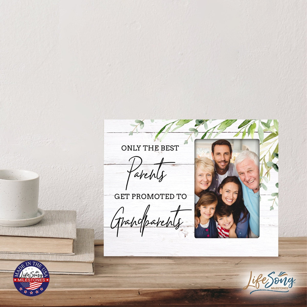 Modern Horizontal 8x10 Wooden Picture Frame Holds 4x6 Photo Home Decoration Gift Idea For Grandparents - LifeSong Milestones