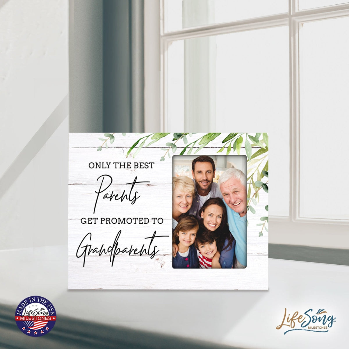 Modern Horizontal 8x10 Wooden Picture Frame Holds 4x6 Photo Home Decoration Gift Idea For Grandparents - LifeSong Milestones