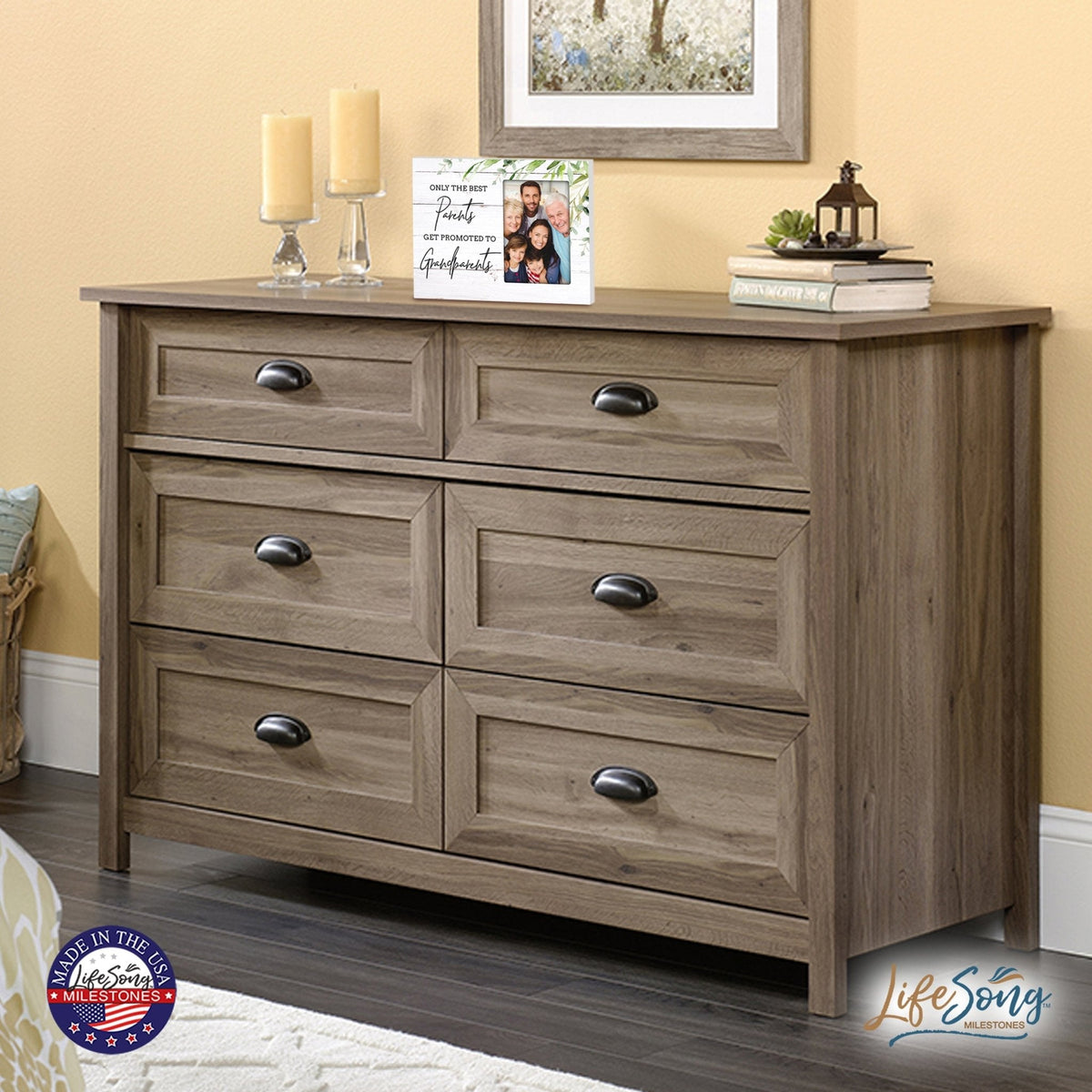 Modern Horizontal 8x10 Wooden Picture Frame Holds 4x6 Photo Home Decoration Gift Idea For Grandparents - LifeSong Milestones