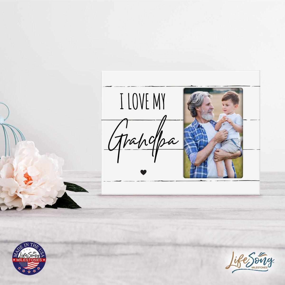 Modern Horizontal 8x10 Wooden Picture Frame Holds 4x6 Photo Home Decoration Gift Idea For Grandparents - LifeSong Milestones