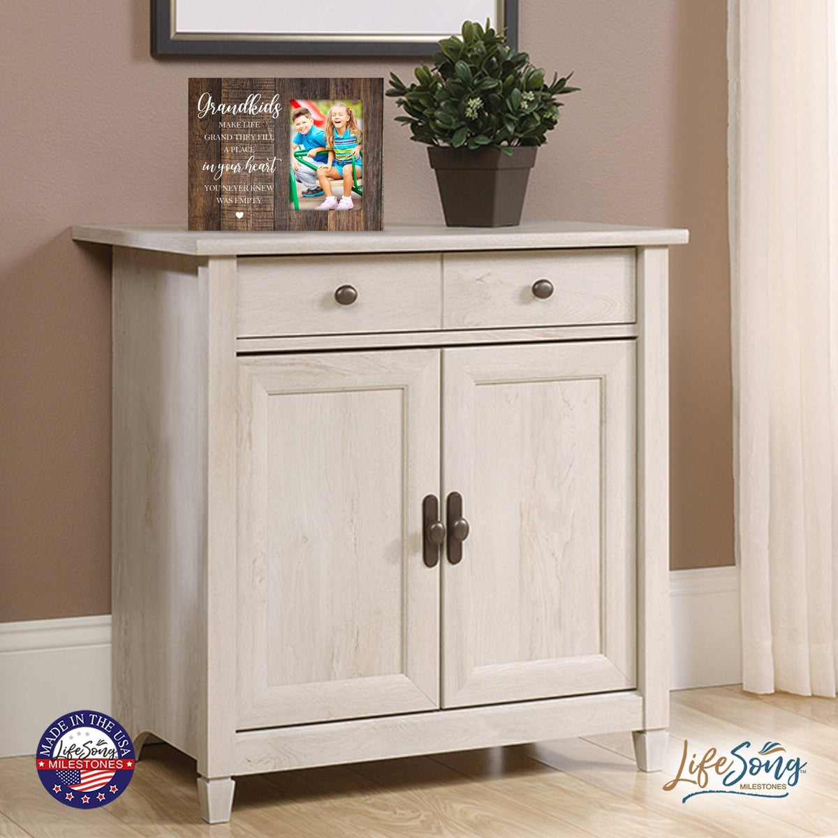 Modern Horizontal 8x10 Wooden Picture Frame Holds 4x6 Photo Home Decoration Gift Idea For Grandparents - Grandparents - LifeSong Milestones