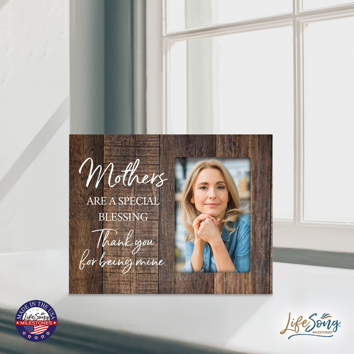 Modern Horizontal 8x10 Wooden Picture Frame Holds 4x6 Photo Home Decoration Gift Idea For Mothers - Special Blessing - LifeSong Milestones