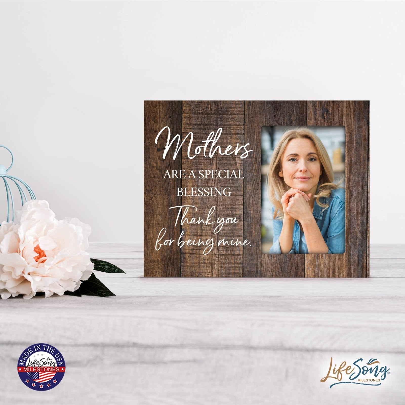 Modern Horizontal 8x10 Wooden Picture Frame Holds 4x6 Photo Home Decoration Gift Idea For Mothers - Special Blessing - LifeSong Milestones