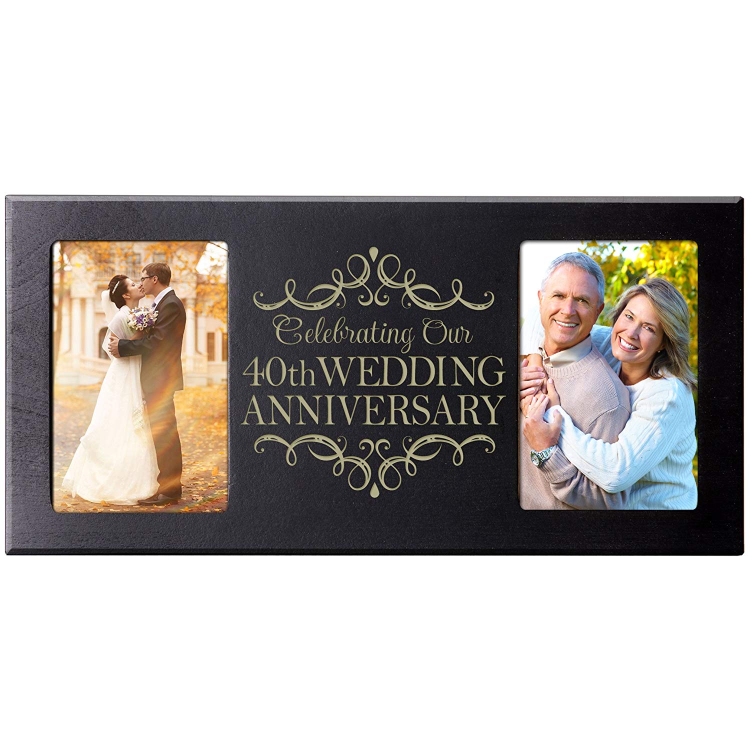  40th Wedding Anniversary Picture Frame 8x16in Celebrating Holds Two 4x6in Photos - LifeSong Milestones
