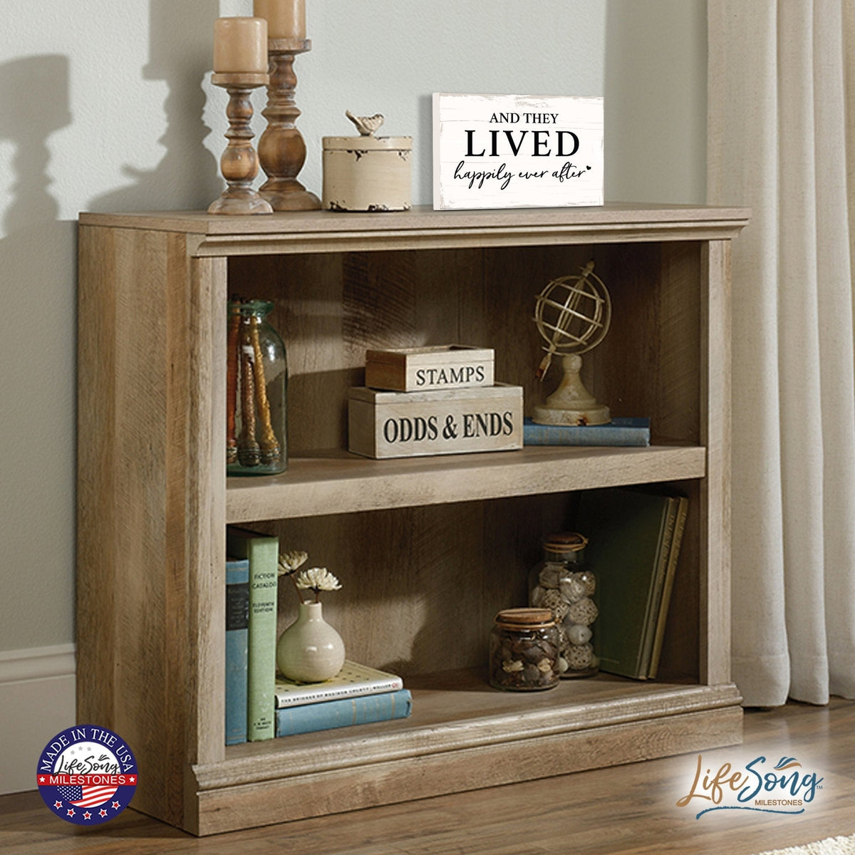 Modern Inspirational 5.5x8in Wooden Plaque Family And Home Tabletop Decor - And They Lived - LifeSong Milestones