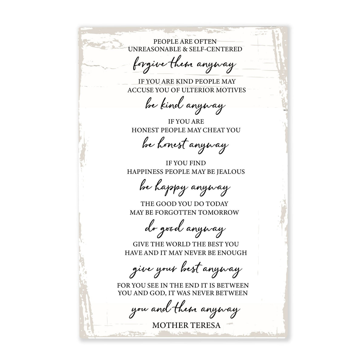 Modern Inspirational 5.5x8in Wooden Plaque Family And Home Tabletop Decor - Mother Teresa - LifeSong Milestones