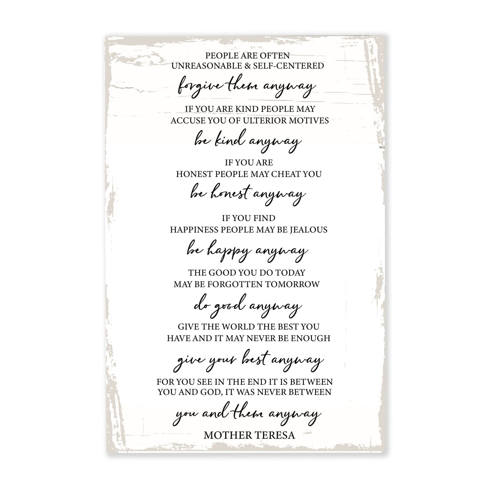 Modern Inspirational 5.5x8in Wooden Plaque Family And Home Tabletop Decor - Mother Teresa - LifeSong Milestones
