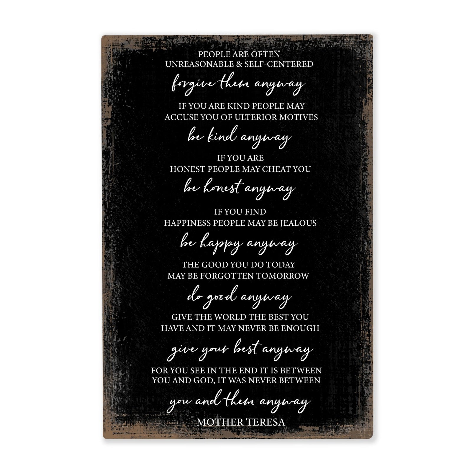 Modern Inspirational 5.5x8in Wooden Plaque Family And Home Tabletop Decor - Mother Teresa - LifeSong Milestones