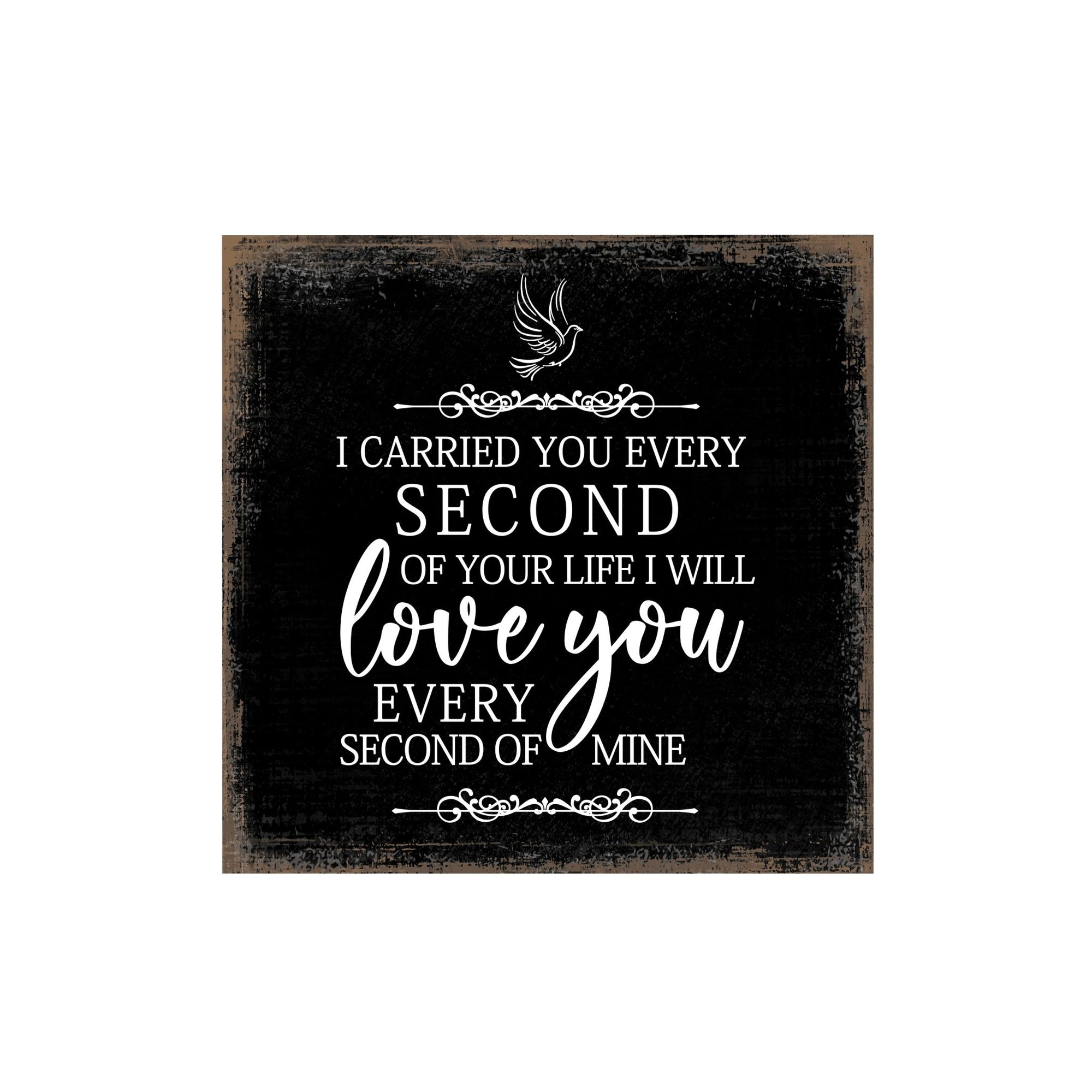 Modern Inspirational 6x6in Wooden Sign (I Carried You) Memorial Plaque Tabletop and shelf decor Family Home Decoration - LifeSong Milestones
