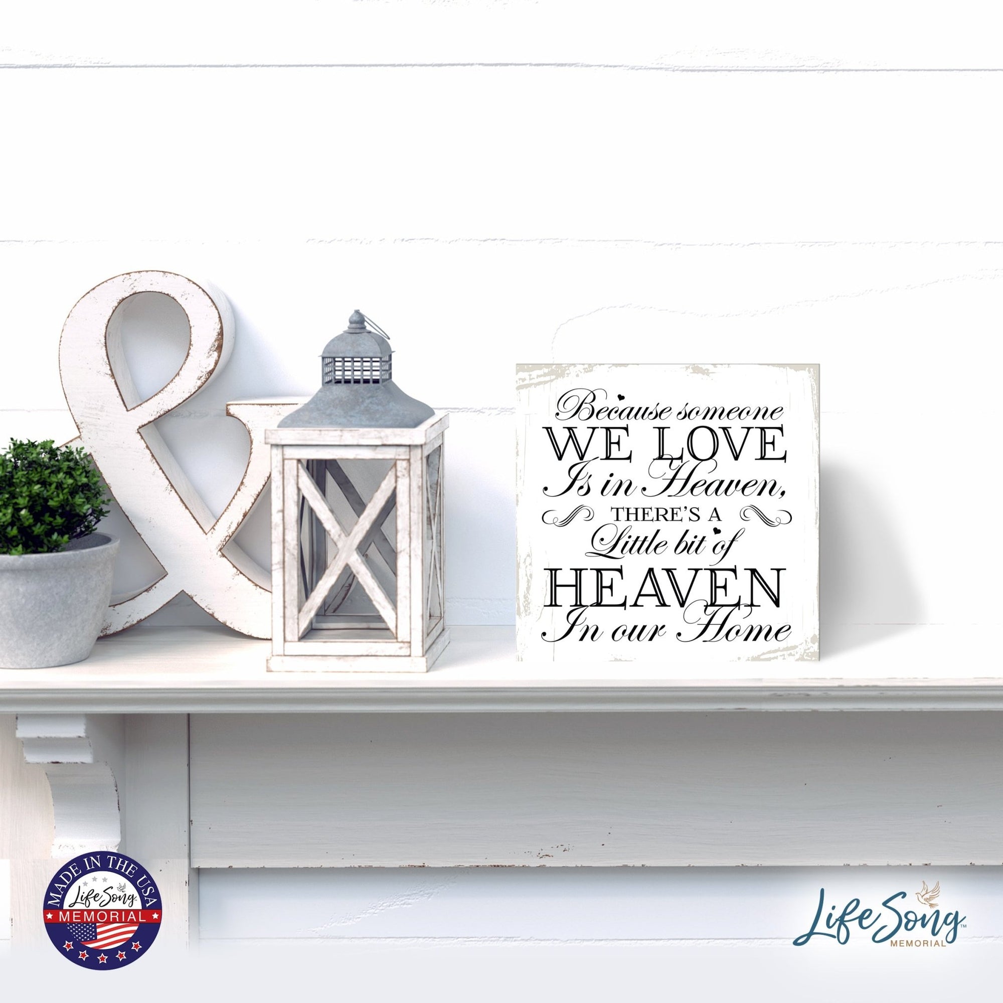 Modern Inspirational 6x6in Wooden Sign (Someone We Love) Memorial Plaque Tabletop and shelf decor Family Home Decoration - LifeSong Milestones