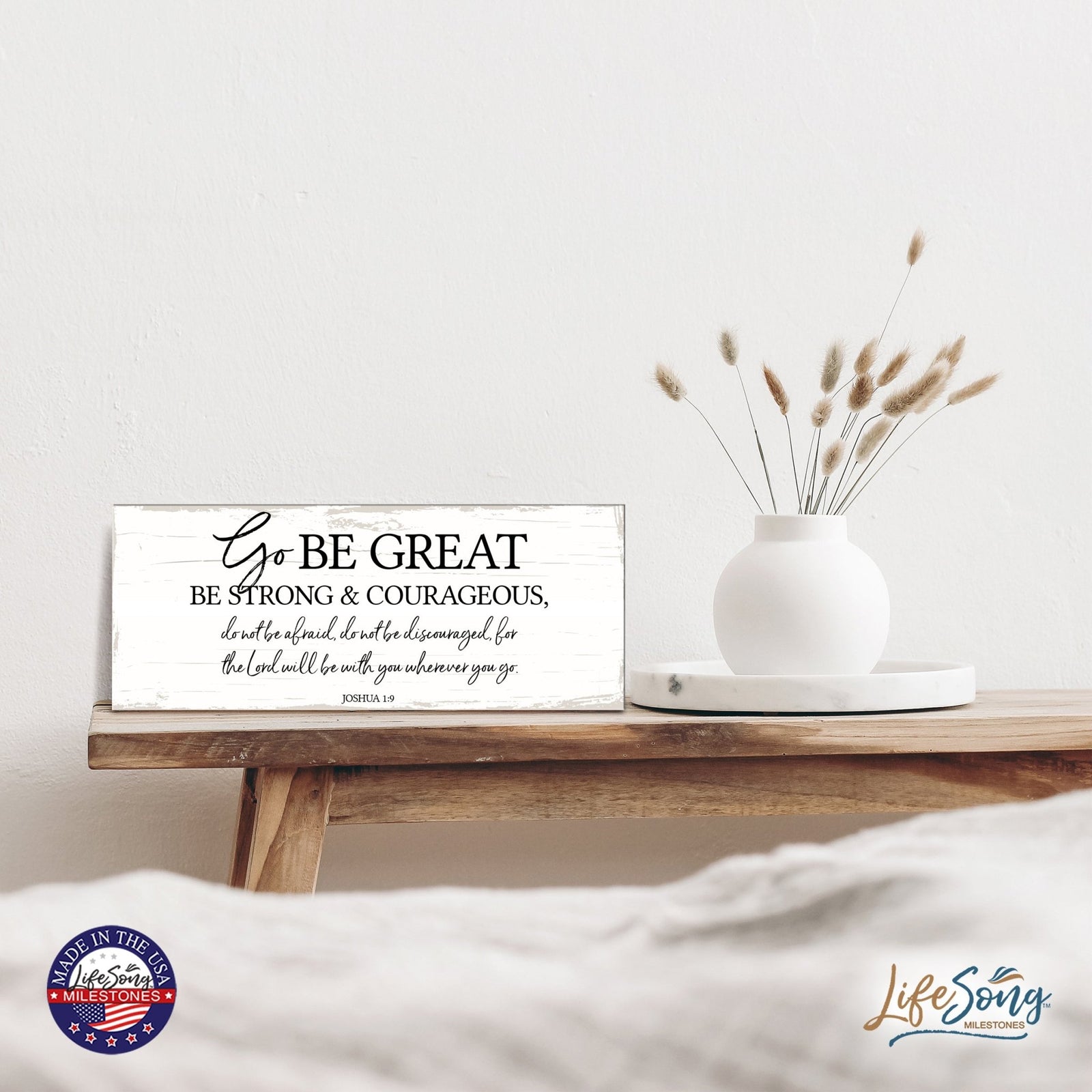 Modern Inspirational Everyday Home and Family Wooden Wall Art Hanging Plaque 4x10n – Go Be Great – for Family and Home Decorations - LifeSong Milestones