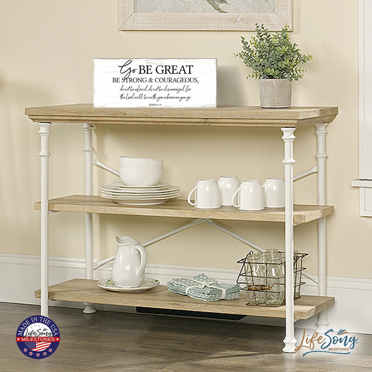 Modern Inspirational Everyday Home and Family Wooden Wall Art Hanging Plaque 4x10n – Go Be Great – for Family and Home Decorations - LifeSong Milestones