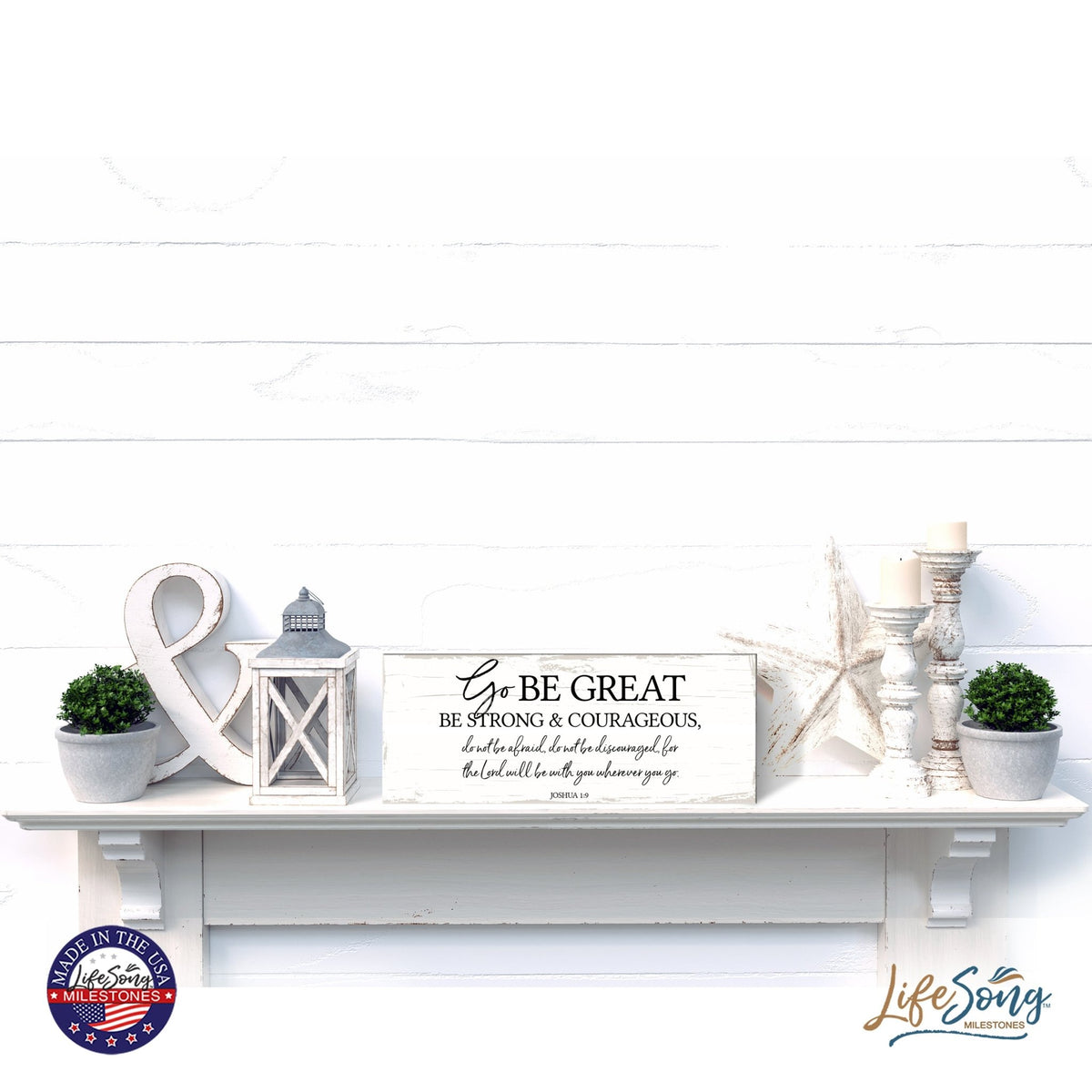 Modern Inspirational Everyday Home and Family Wooden Wall Art Hanging Plaque 4x10n – Go Be Great – for Family and Home Decorations - LifeSong Milestones