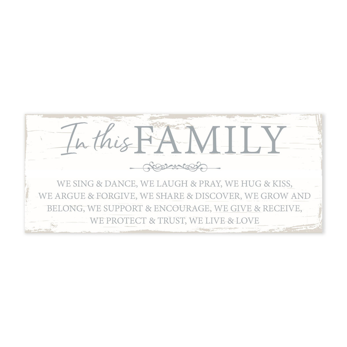 Modern Inspirational Everyday Home and Family Wooden Wall Art Hanging Plaque 4x10n – In This Family – for Family and Home Decorations - LifeSong Milestones
