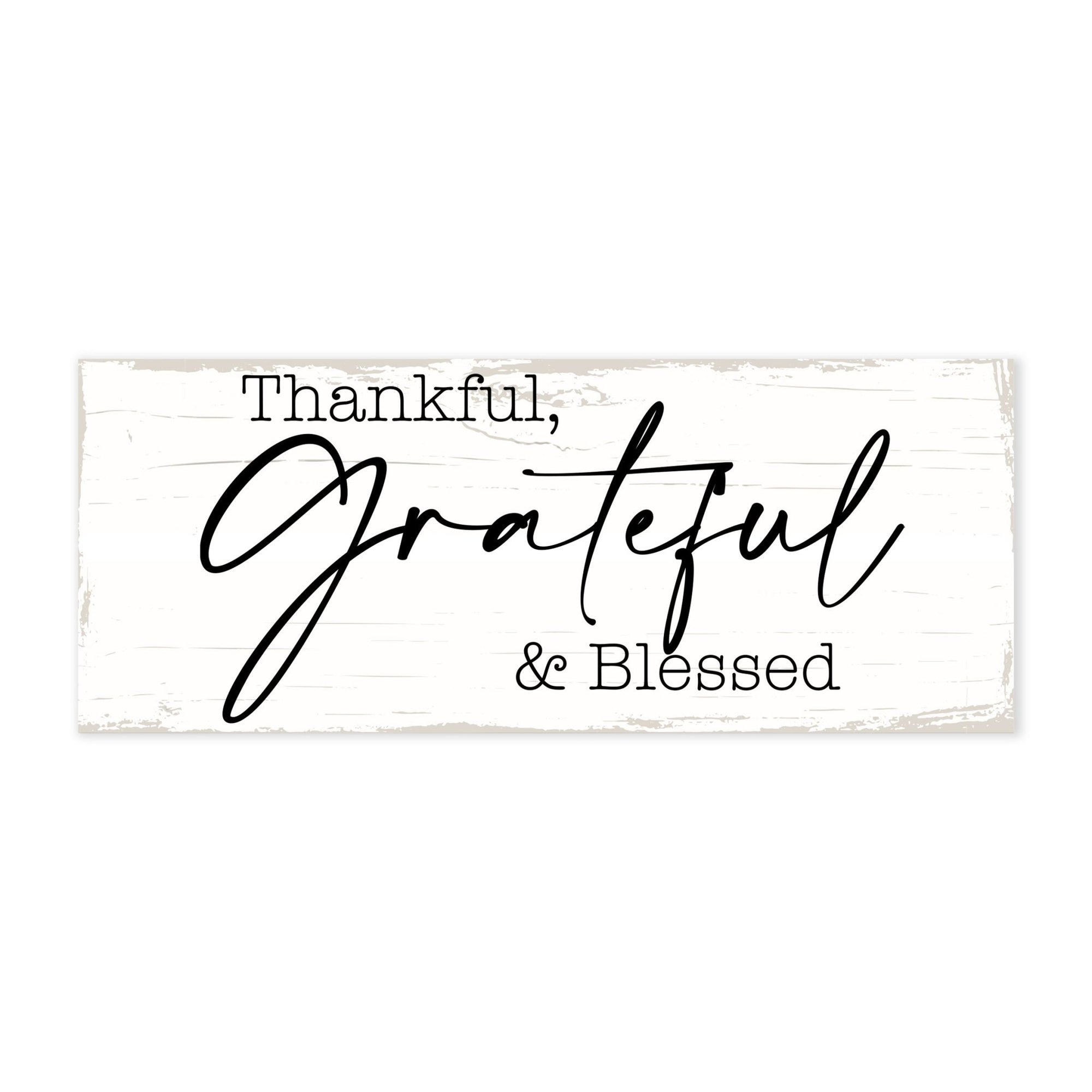 Modern Inspirational Everyday Home and Family Wooden Wall Art Hanging Plaque 4x10n – Thankful, Grateful & Blessed – for Family and Home Decorations - LifeSong Milestones