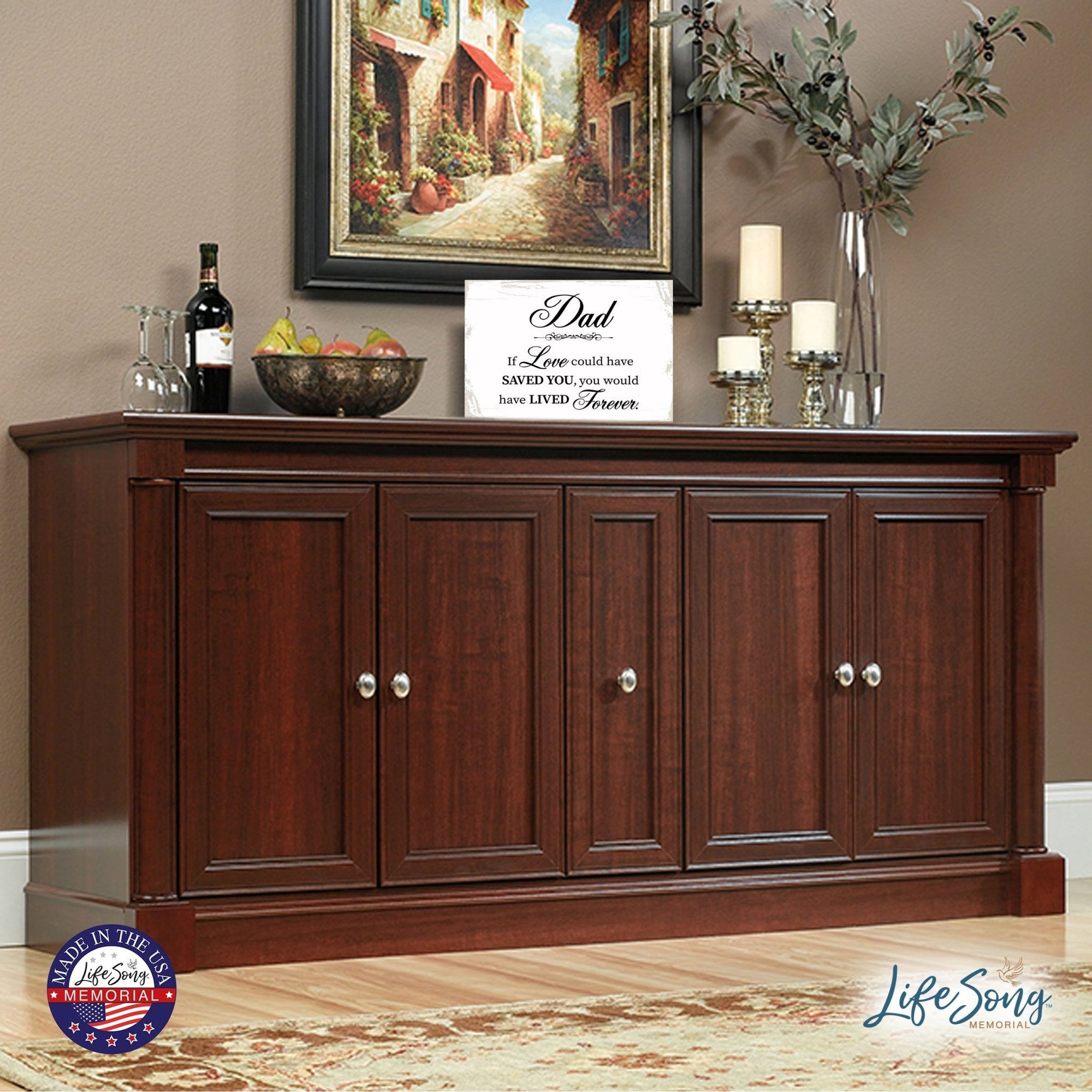 Modern Inspirational Memorial 5.5x 8 inches Wooden Sign Dad, If Love Could - Plaque Tabletop Decoration Loss of Loved One Bereavement Sympathy Keepsake - LifeSong Milestones