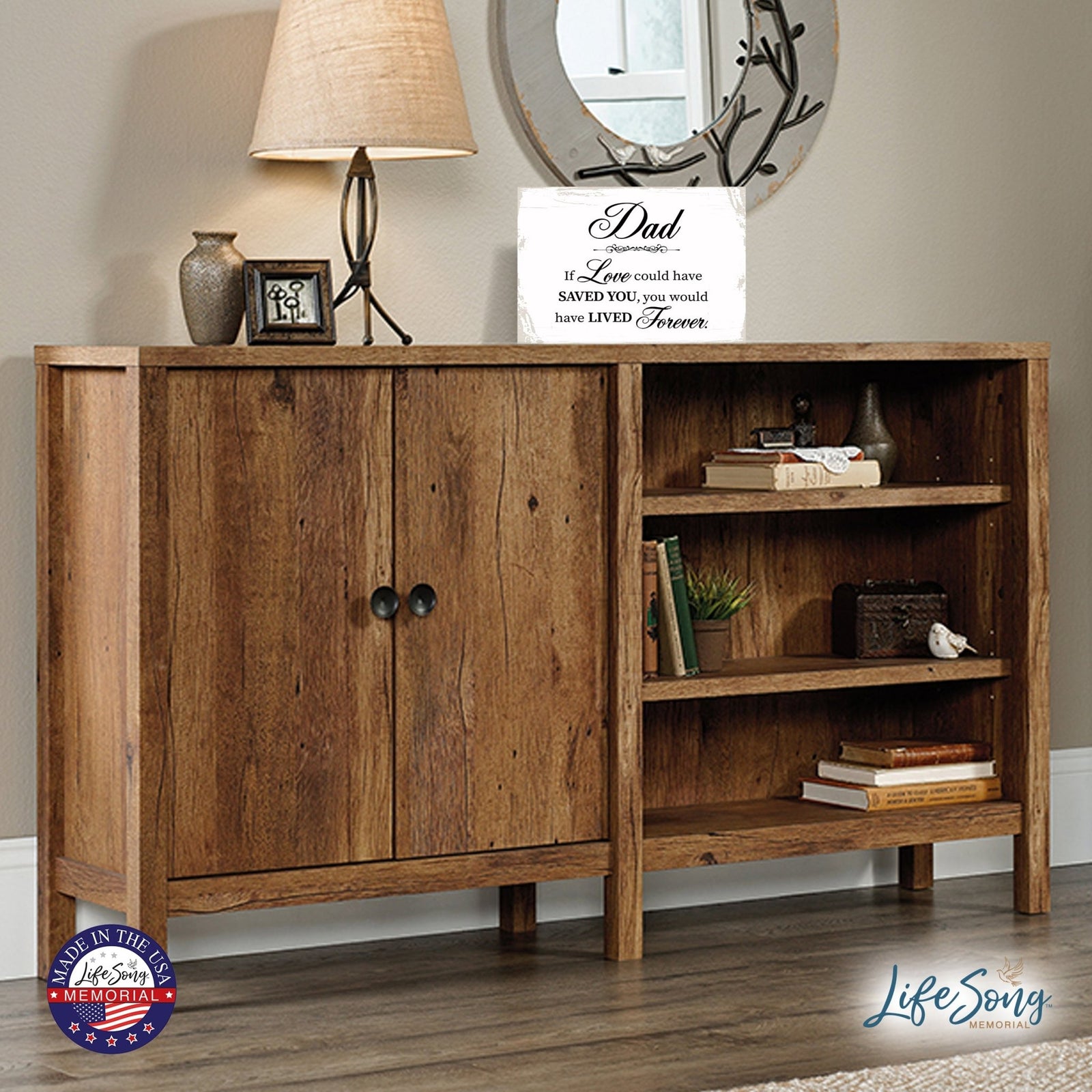 Modern Inspirational Memorial 5.5x 8 inches Wooden Sign Dad, If Love Could - Plaque Tabletop Decoration Loss of Loved One Bereavement Sympathy Keepsake - LifeSong Milestones