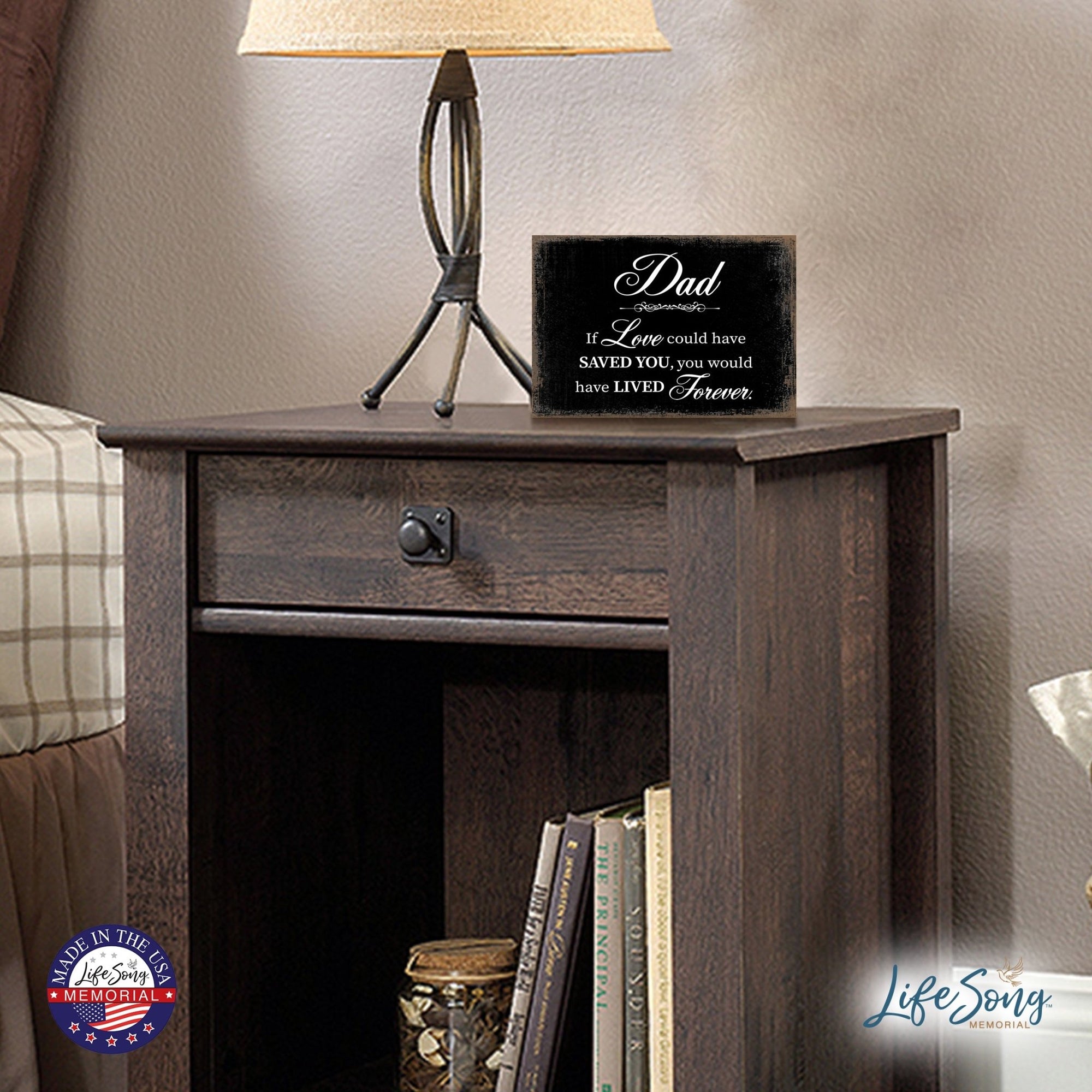 Modern Inspirational Memorial 5.5x 8 inches Wooden Sign Dad, If Love Could - Plaque Tabletop Decoration Loss of Loved One Bereavement Sympathy Keepsake - LifeSong Milestones