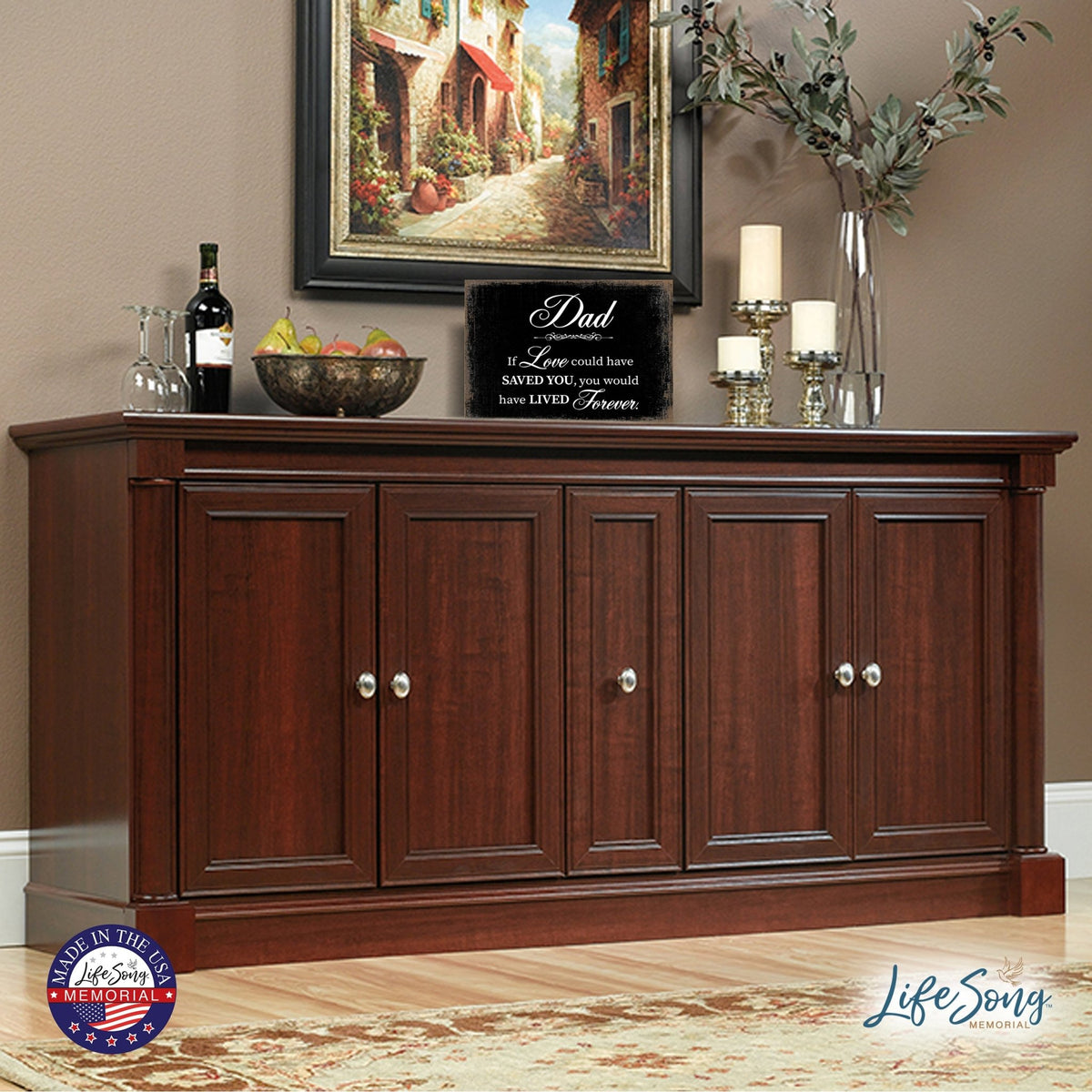 Modern Inspirational Memorial 5.5x 8 inches Wooden Sign Dad, If Love Could - Plaque Tabletop Decoration Loss of Loved One Bereavement Sympathy Keepsake - LifeSong Milestones