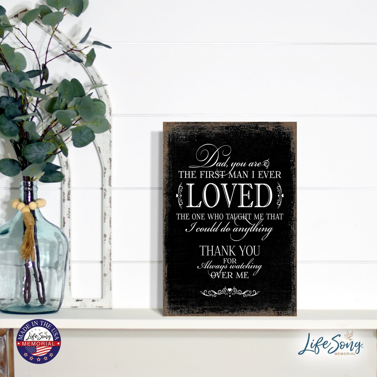 Modern Inspirational Memorial 5.5x 8 inches Wooden Sign Dad You are - Plaque Tabletop Decoration Loss of Loved One Bereavement Sympathy Keepsake - LifeSong Milestones