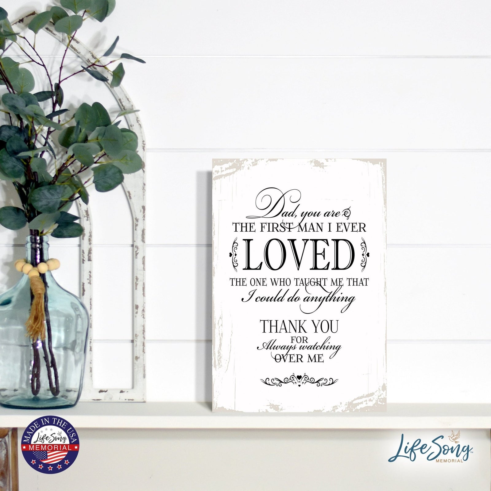 Modern Inspirational Memorial 5.5x 8 inches Wooden Sign Dad You are - Plaque Tabletop Decoration Loss of Loved One Bereavement Sympathy Keepsake - LifeSong Milestones