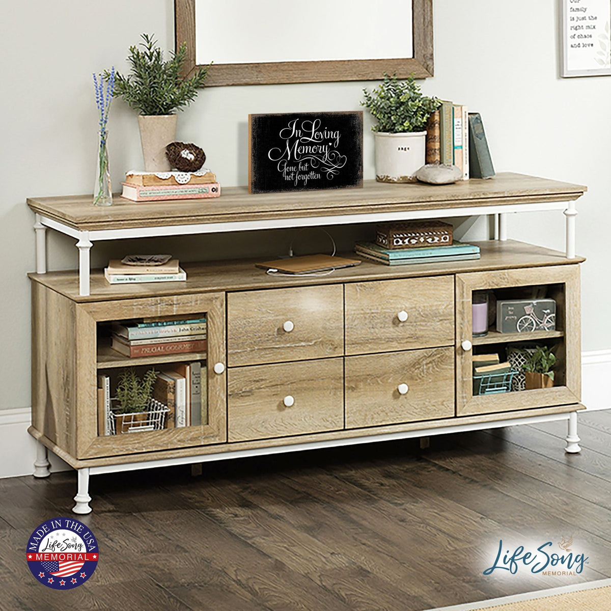 Modern Inspirational Memorial 5.5x 8 inches Wooden Sign Gone But Not Forgotten - Plaque Tabletop Decoration Loss of Loved One Bereavement Sympathy Keepsake - LifeSong Milestones